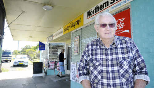 Long-time Casino West resident Geoff King, who missed out on his newspaper yesterday morning because of the armed hold-up. Long-time Casino West resident Geoff King, who missed out on his newspaper yesterday morning because of the armed hold-up.
